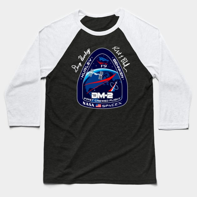 Nasa Spacex patch demo-2 with hurley behnken signature Baseball T-Shirt by Adaba